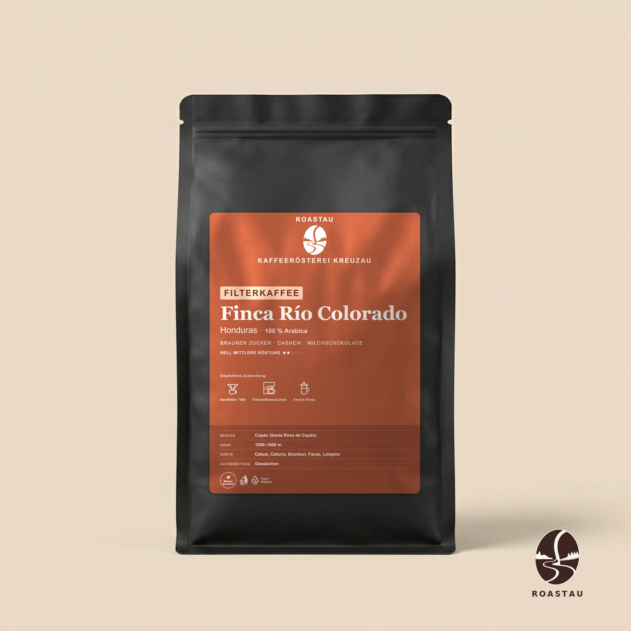 Finca Río Colorado — Honduras Arabica Filter – Honduras – Brauner Zucker, Cashew, Milchschokolade, Orange | Roastau