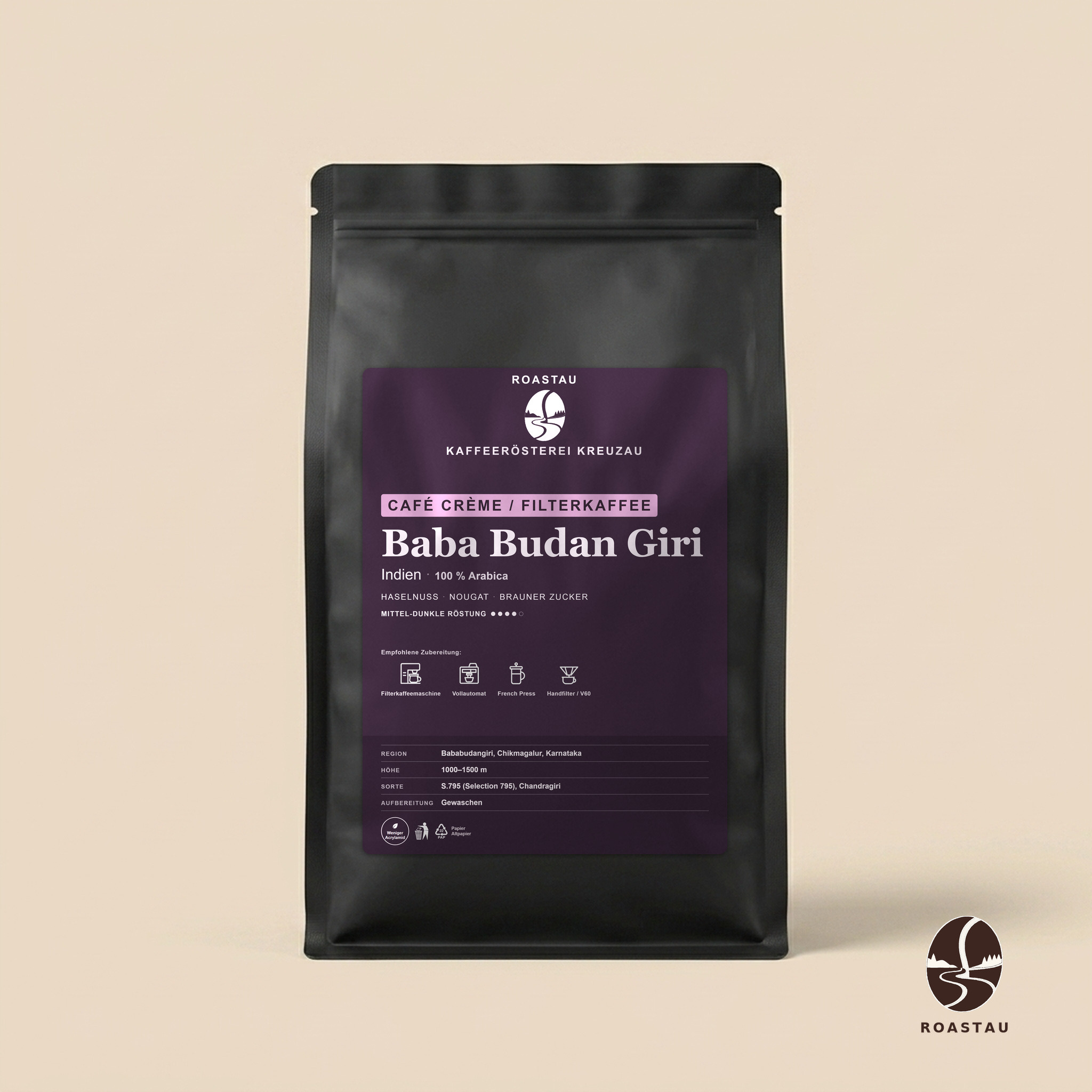 Baba Budan Giri — Indien – Indien – Haselnuss, Nougat, Brauner Zucker, Schokolade | Roastau