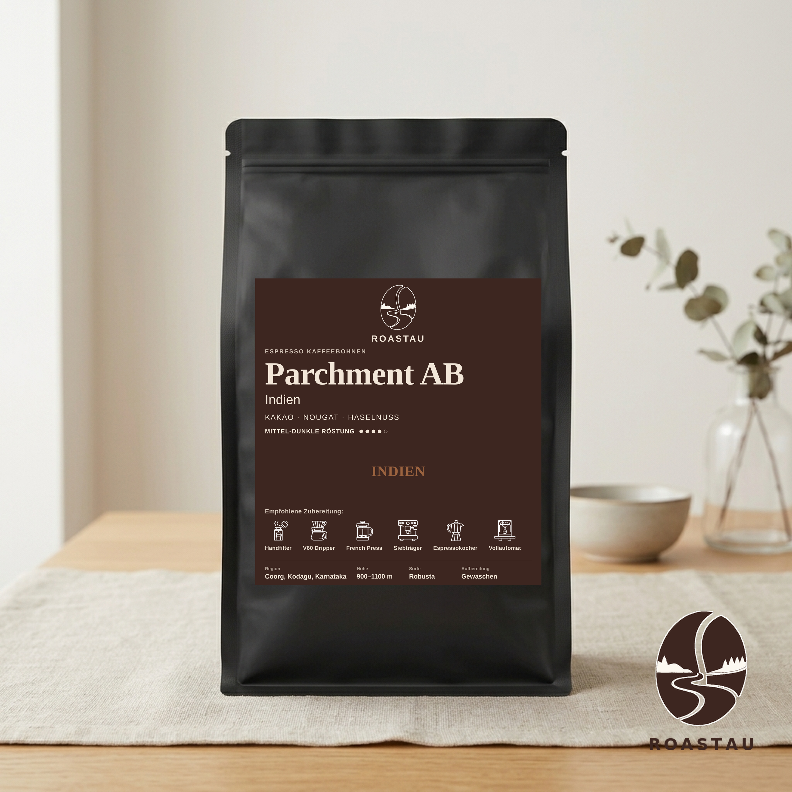 Indien Robusta Parchment AB Espresso