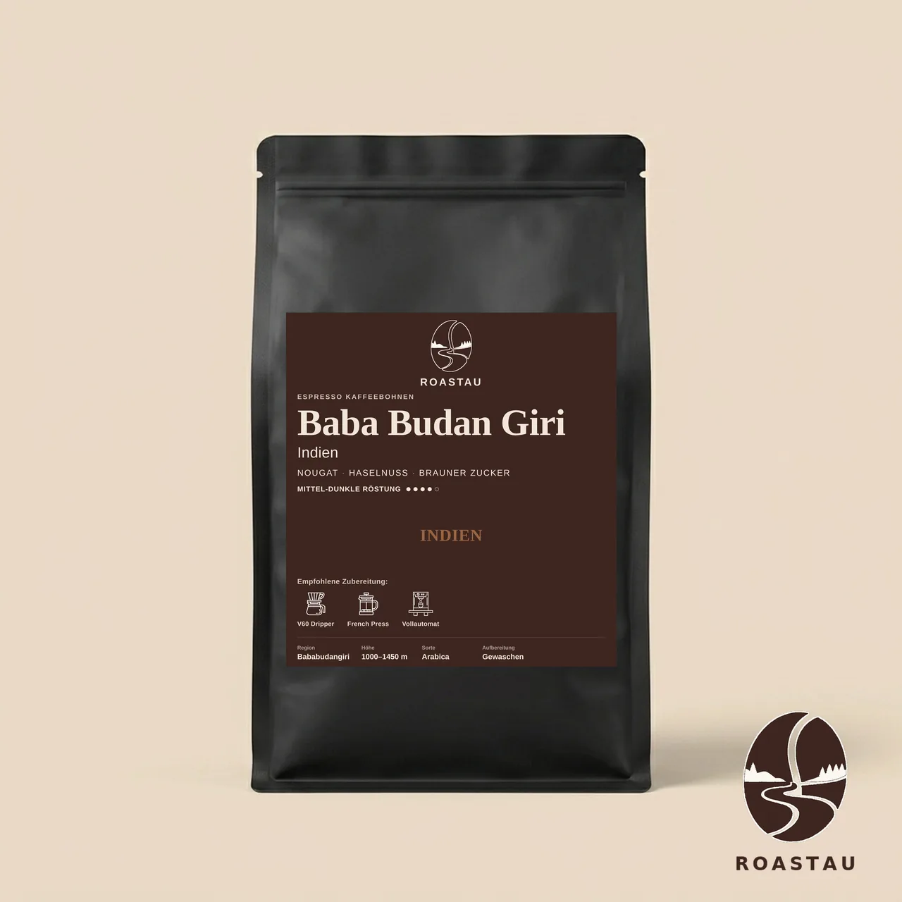 Indien Baba Budan Giri – Haselnuss, Nougat, brauner Zucker | Roastau