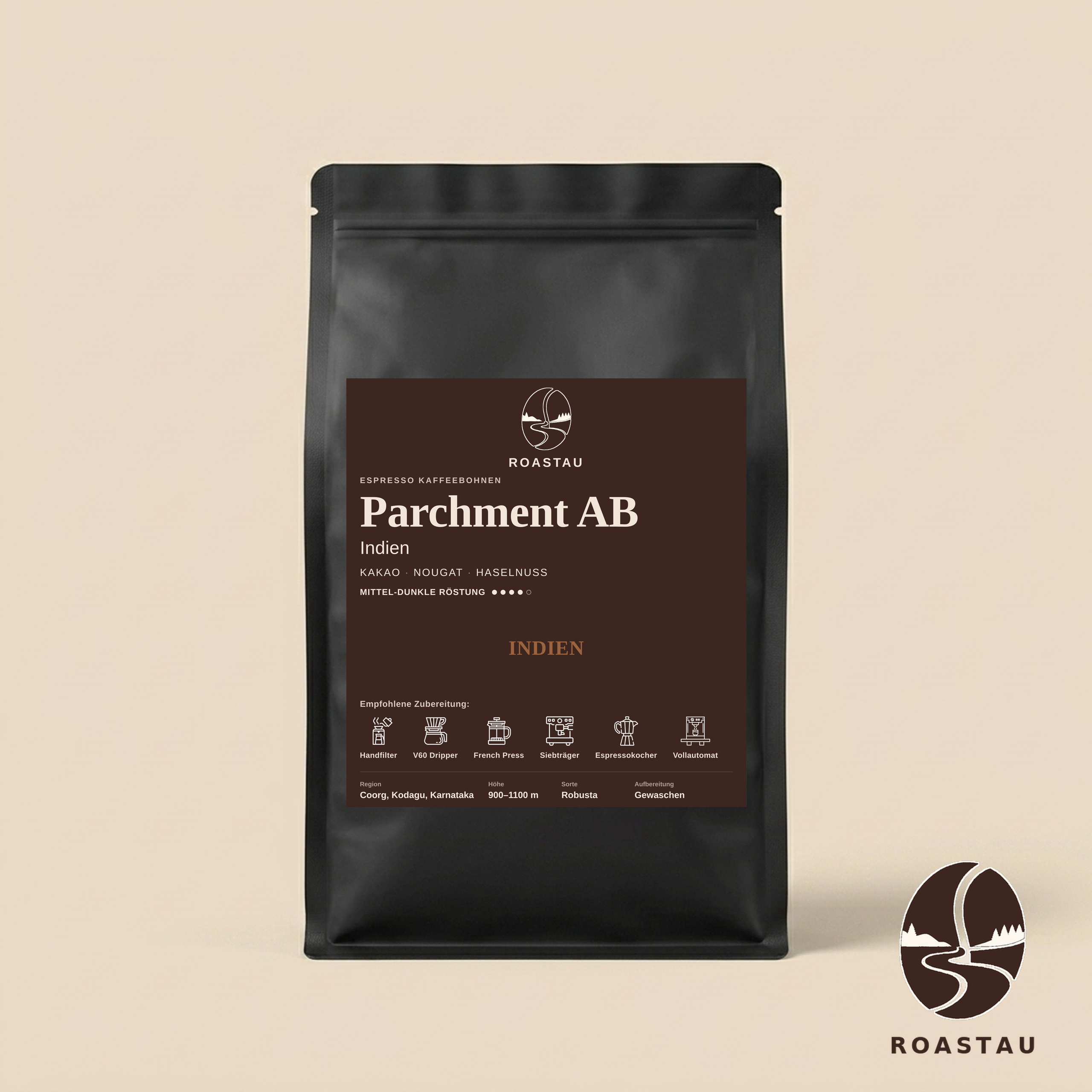 Indien Robusta Parchment AB Espresso